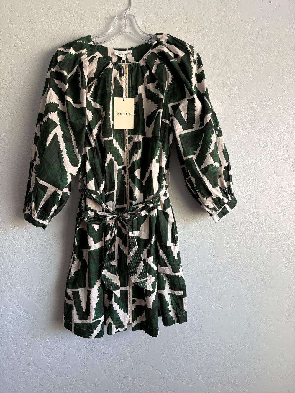 ❤️NEW entro Green and white Printed Belted Dress